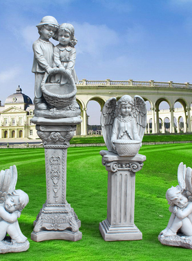 欧式花盆罗马柱摆件天使雕塑庭院别墅阳台花园婚庆婚礼装饰摆件