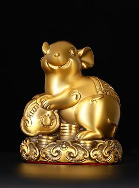 黄铜如意十二生肖摆件鼠牛虎兔龙蛇马羊猴鸡狗猪三合局家居工艺礼