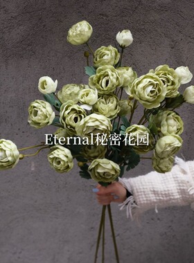 新仿真茶玫单支6头茶苞精致小玫瑰小花朵配花路引家居花瓶摆件