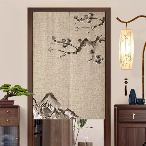 中式古风麻布艺门帘卫生间厨房卧室隐私遮挡隔断帘卧室过道半截帘 - 图0