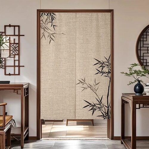 中式古风麻布艺门帘卫生间厨房卧室隐私遮挡隔断帘卧室过道半截帘 - 图1