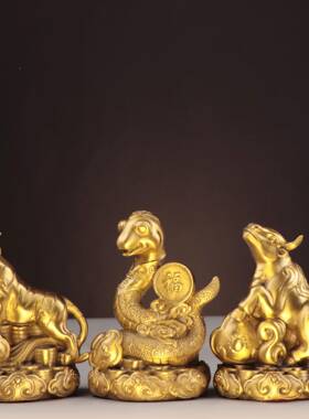 170圆杨铜记底如生肖家居办肖公室金属工艺品铜十二生铜意生肖