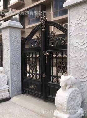理石方柱石大大门口柱子立别雕墅1庭院小区石材门柱欧式雕花柱围