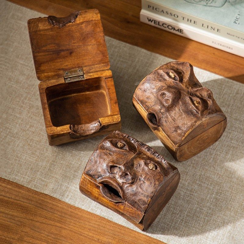 异域风实木雕刻手工泥捏收纳盒杂物储物盒复古桌面置物名片首饰盒,淘宝优惠券,粉丝福利购,淘宝优惠卷