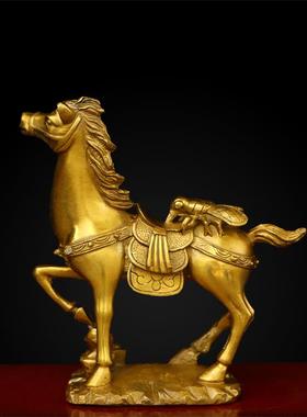 纯铜马上蝇马上赢黄铜摆件室内家用马踏元宝聚财纳福招财摆放用品