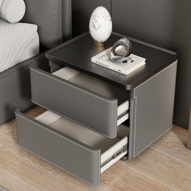 新款全实木简约现代时尚高级百搭烤漆马鞍皮床头柜置物架家用卧室,淘宝优惠券,粉丝福利购,淘宝优惠卷