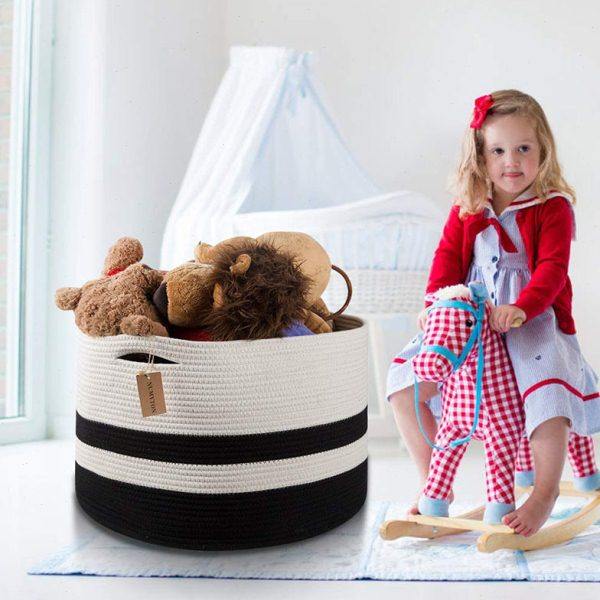 装饰编织棉绳篮洗衣篮婴儿和储物篮儿童洗衣篮毛巾篮超大收纳筐子,淘宝优惠券,粉丝福利购,淘宝优惠卷