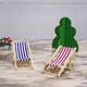 Miniature city furniture ornaments landscape ob11 props mini beach swimming pool striped lounge chair casual chair model