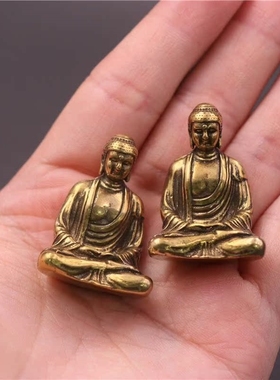 实心铜办公桌面小摆件莲花佛祖古铜茶宠工艺品礼品手把玩件