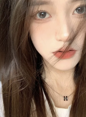 轻奢小众S925纯银黑色珐琅H字母项链女简约百搭锁骨链吊坠颈链