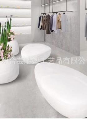 玻璃钢落地大花瓶简约客厅酒店摆件展厅商场摆件花器花盆坐凳