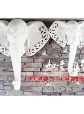 欧式家居墙面挂件雕塑工艺品吉祥大象头水景玻璃钢流水喷泉摆件