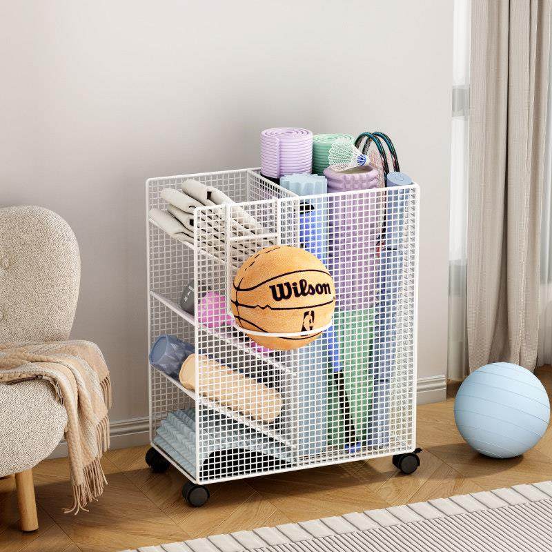 瑜伽收纳筐健身器材收纳架家用篮球哑铃收纳篮羽毛球拍夹缝置物架,淘宝优惠券,粉丝福利购,淘宝优惠卷