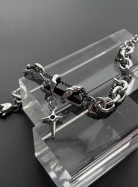 星体缠绕黑钻手链男钛钢设计新款百搭不掉色配饰女简约高级感饰品