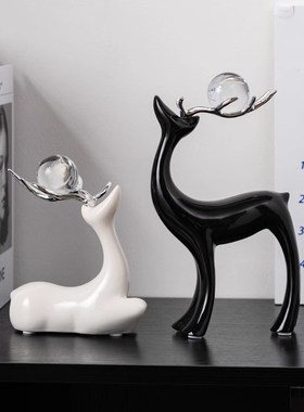 福鹿装饰摆件轻奢高级感客t厅玄关桌面酒柜装饰摆件电视柜乔迁礼