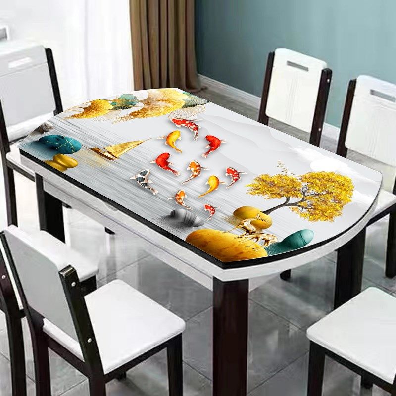 椭圆形餐桌垫免洗防油防水PVC软玻璃桌面保护垫子圆桌桌布可折叠,淘宝优惠券,粉丝福利购,淘宝优惠卷