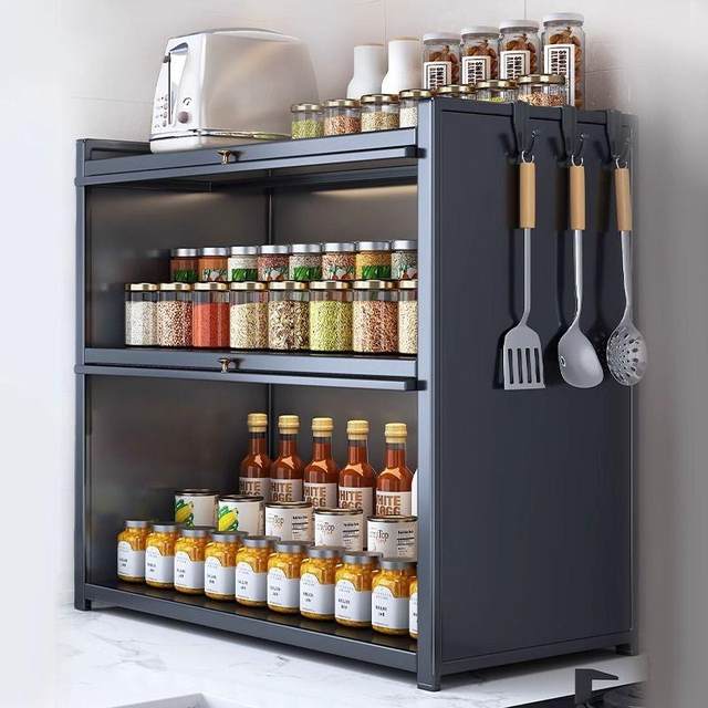 Kitchen seasoning shelf multi-function seasoning tank storage multi-layer seasoning shelf countertop dustproof cupboard