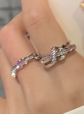 感时尚冷淡风轻奢叠戴套戒女ins小众设计锆石超闪网红指环潮