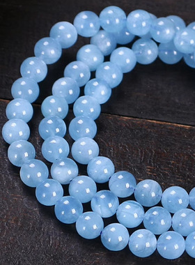 天然魔鬼蓝海蓝宝水晶手链 冰种原石海蓝宝三圈水晶手串饰品批发