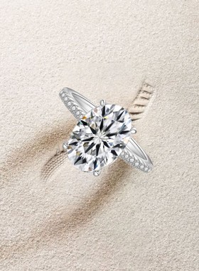 2025新款5克拉鸽子蛋莫桑石椭圆银戒跨境轻奢高级银饰设计精品