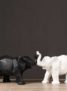 北欧抽象折纸几何小象摆件家居酒柜书柜样板间置物架软装饰品