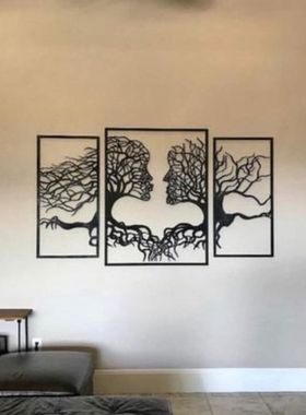 跨境独立站热销的摆件墙壁装饰树办公室摆件室内金属艺术