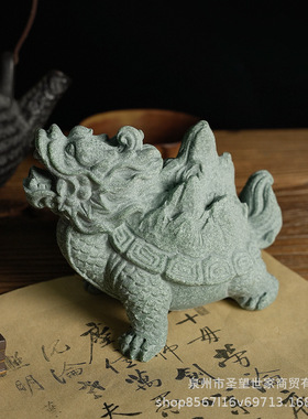 新中式国风青砂石龙龟霸下家居玄关客厅瑞兽茶宠茶玩装饰造景