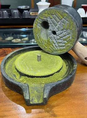 青石磨手磨工tj#yhsdh斗茶具抹茶石宋代茶小石磨家茶用碾磨茶器小
