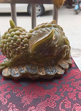 做旧古玩杂项出土仿玉石仿老玉古玉神兽摆设仿岫玉独角兽貔貅摆件