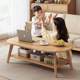 Fully solid wood tea table small apartment living room simple table Chinese rectangular double-layer small tea table storage tea table