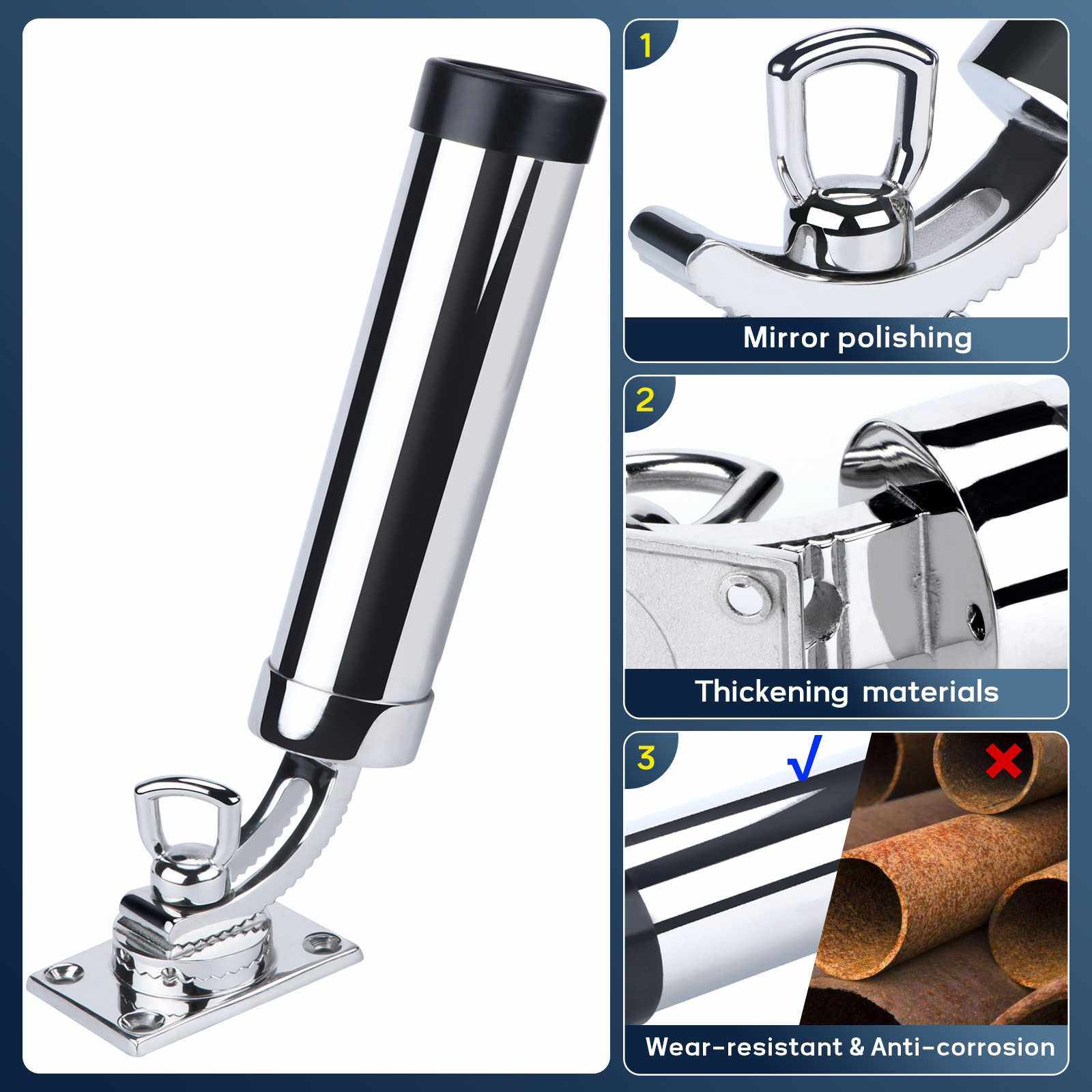 316不锈钢鱼竿座360度转向垂钓支架游艇船舶炮台竿座船用五金配件