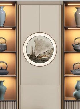 新中式样板房酒店茶室电视柜摆件博古架装饰青瓷花瓶铁茶壶工艺品