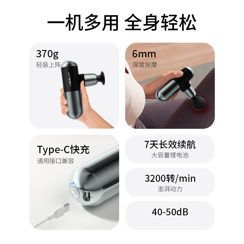 悦朗森筋膜枪肌肉按摩器mini男女生多功能颈膜抢放松肌膜仪电动,淘宝优惠券,粉丝福利购,淘宝优惠卷