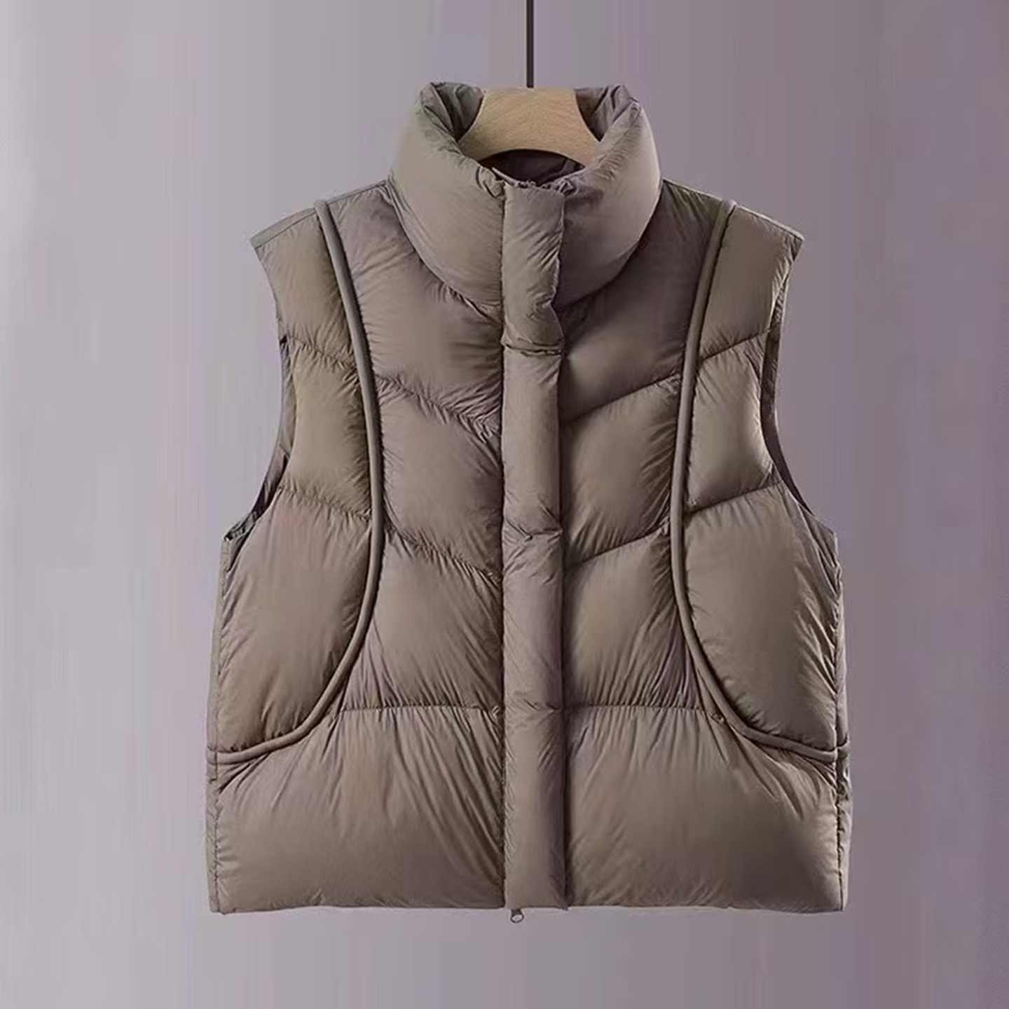 泡芙羽绒马甲女短款立领无袖保暖背心轻薄羽绒服外套 - 图2