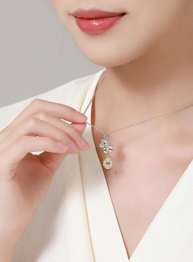 优米珠宝马年纯银镀金锁骨项链