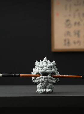 2025新款国风石麒麟石狮摆件书房格调装饰品小众工艺收藏级