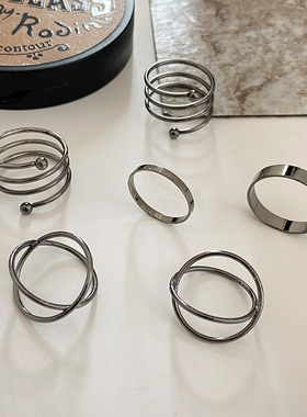 XP17 欧美时尚饰品亚马逊跨境欧美复古新款几何圆圈圆形关节戒指