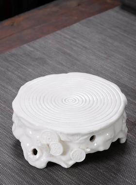 摆件底座花盆花瓶陶瓷香炉镂空石雕石头托盘增高盆景实木佛像莲花