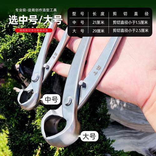 大号球节剪不锈钢盆景修剪造型专用工具球形剪刀挖型修枝钳套装 - 图1
