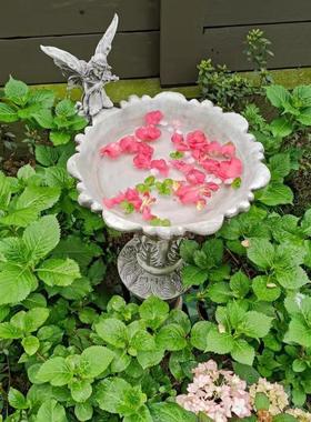 户外花园装饰摆件花仙子喂鸟器水培花盆别墅庭院露台喷泉景观摆件