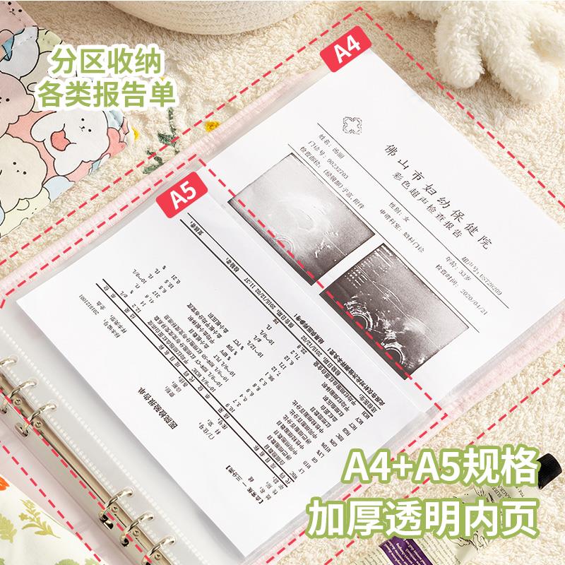 孕检收纳册折叠便携式收纳册活页夹a4产检报告单蛇宝宝检查单怀孕 - 图1
