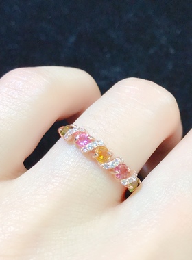 地大珠宝碧玺镶钻螺旋女士戒指