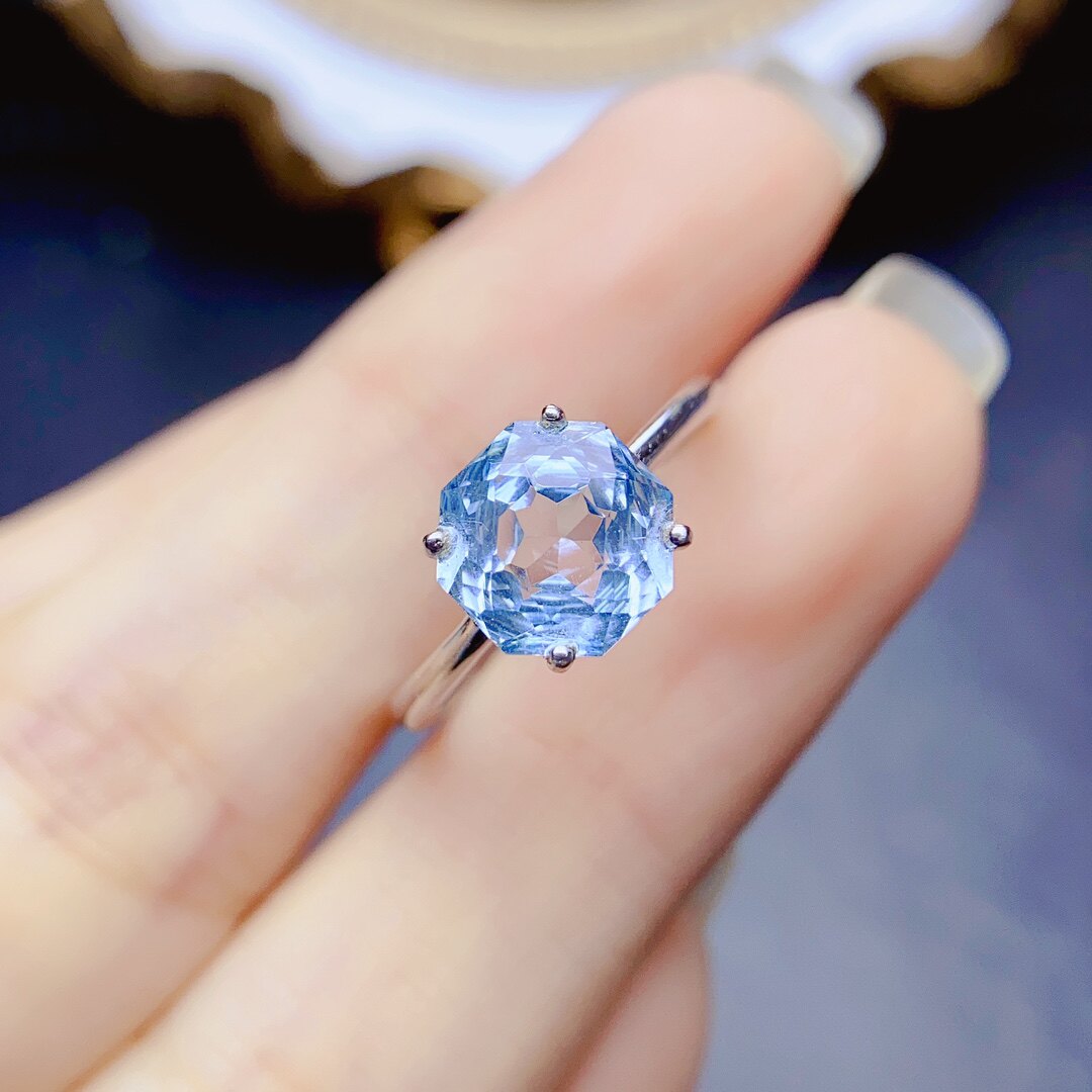 Natural topaz ring super crystallized