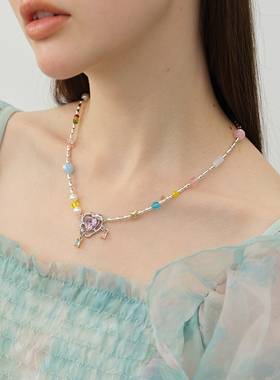 西迟甜酷爱心多彩项链