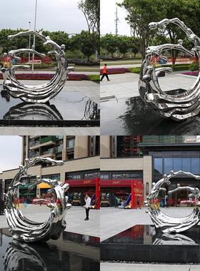 龙岗区不锈钢浪花城市景观广场雕塑酒店水池喷泉夜景雕塑