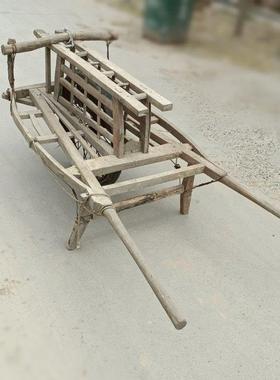 老式手推车民俗老物件怀旧留念老木车单轮车旧农具老木板车农家院