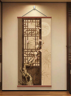 宋代美学玄关装饰画荷花茶室挂画