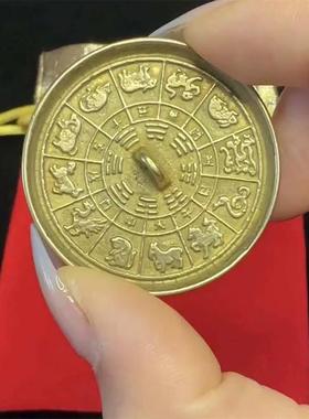 非遗黄铜透光镜仿古铜镜八卦镜摆件古法太极显相显像法镜透光镜
