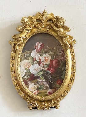 欧式复古金色树脂相框画框浮雕天使像画框家居摆台可挂墙相框