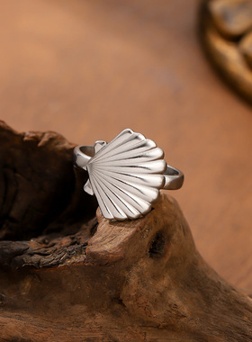 欧美跨境热销海洋系列18K金钛钢海星贝壳女戒指小众百搭饰品批发